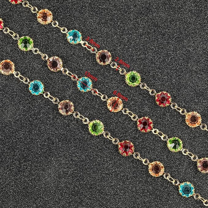 UMAOKANG Colorful Crystal Jewelry Chains Bulk 18K Gold Plated Brass Chain for Jewelry Making Women Necklace Bracelet DIY Craft Chain Roll