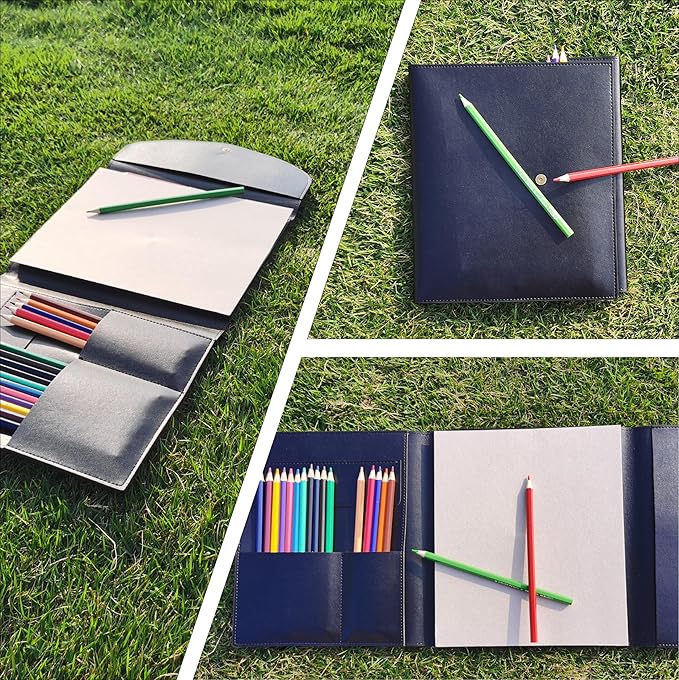Sketchbook cover with pencil holder, Artist sketchbook leather cover artis Gifts, Drawing book and pencil case, Art book for drawing (for 5.5" x 8.5" Sketchbook)