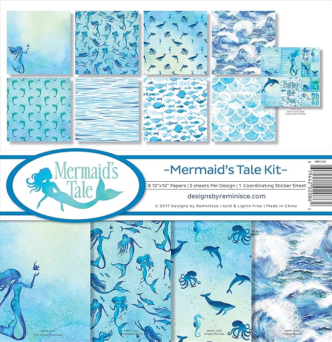 Reminisce Mermaid's Tale Scrapbook Collection Kit, 12x12 inches, Multicolor