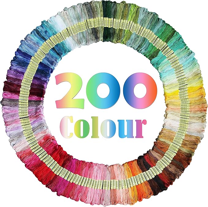 atdawn rainbow color embroidery thread,cross stitch threads, bracelets floss, crafts floss (200 colour)