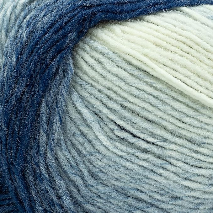 Lion Brand Yarn Scarfie Yarn, Blue/Cream
