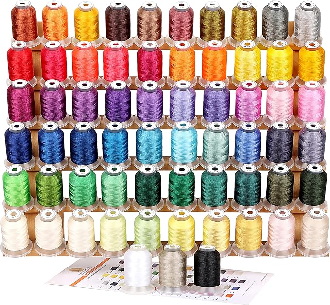 63 Spools Polyester Machine Embroidery Thread Kit 500M Colors Compatible with Brother Colors
