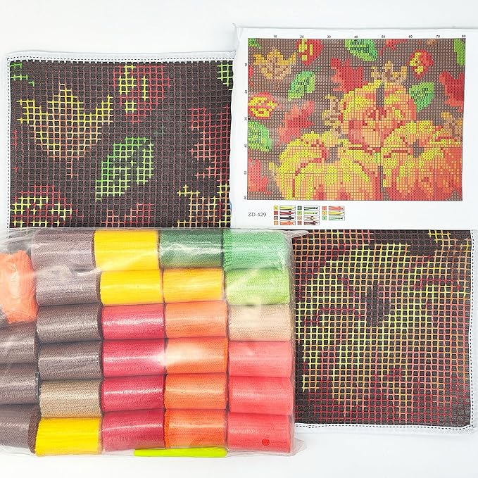 Howie's Latch Hook Kits for Adults, DIY Halloween Latch Hook Kit Rug Crochet Yarn, Color Preprinted Pattern Embroidery Decoration(Halloween Pumpkin, 19.69 x 14.96 inch)
