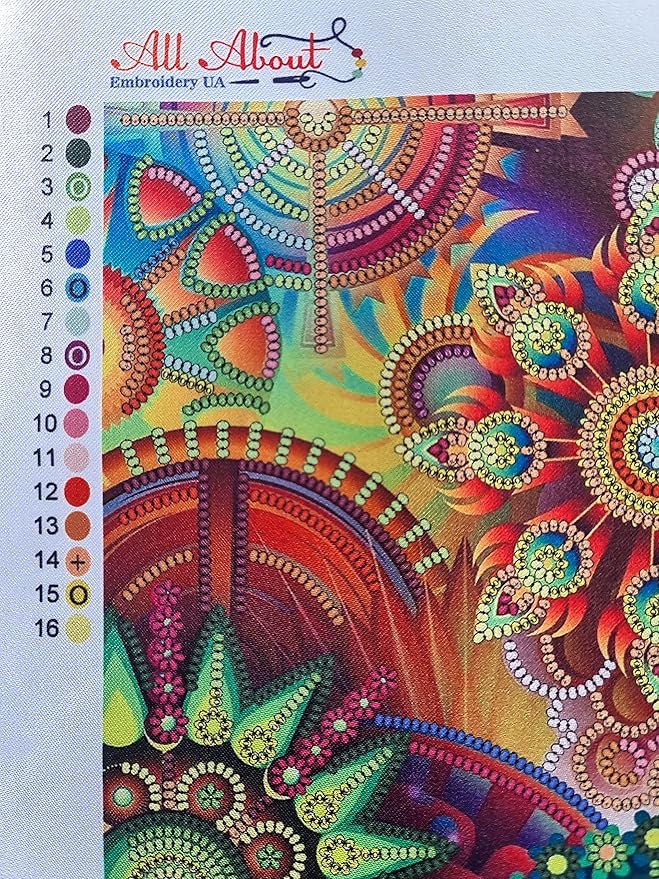 AllAboutEmbroideryUA Rainbow Fractal Bead Embroidery Kits Abstract Beaded Cross Stitch Kits Beading Pattern Needlework Partial Embroidery Handcraft Tapestry kit