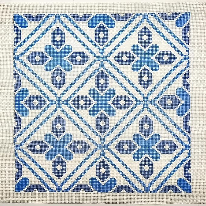 Howie's Needlepoint Needlepoint Kits for Adults, Pillow Front Cross Stitch Kit with Embroidery Pattern on Canvas, Yarn, 2 Needles and Instruction, 16 x 16inch(Ice Window)