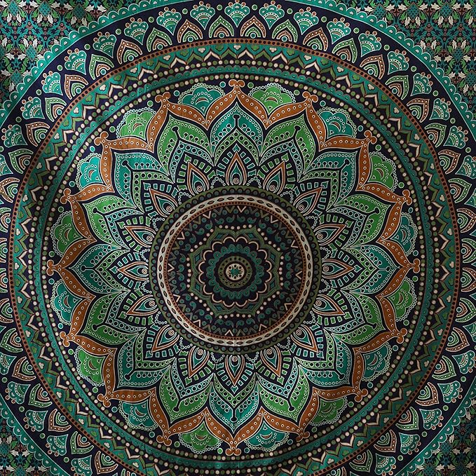 popular handicrafts mandala hippie psychedelic ombre tapestry wall hanging - indian maditation gypsy bohemian hippy dorm room decor tarqouise 82x54 inch
