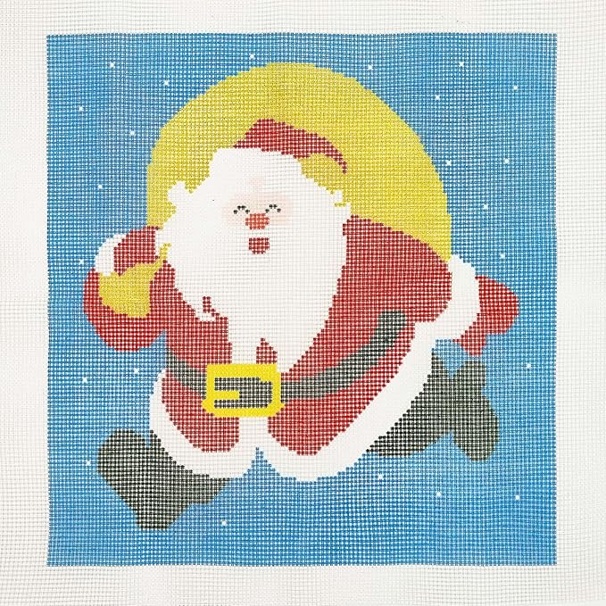Howie's Needlepoint Needlepoint Kits for Adults, Christmas Pillow Front Cross Stitch Kit with Embroidery Pattern on Canvas, Yarn, 2 Needles and Instruction, 16 x 16inch(Santa)