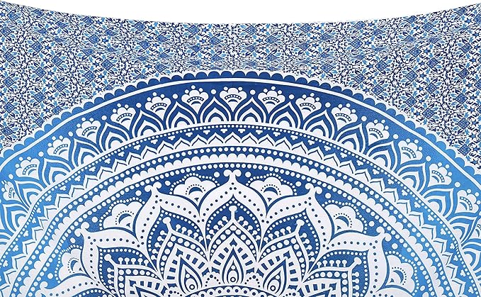 popular handicrafts tapestry wall hanging hippie ombre mandala bohemian hippy intricate indian tapestries bedspread 54 x 60 inches (140cm x 152cm) blue
