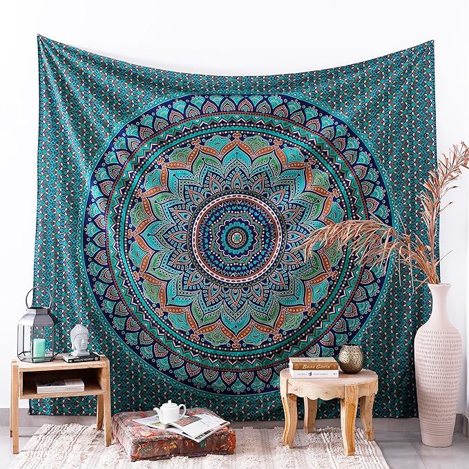 popular handicrafts tapestry wall hanging hippie ombre mandala bohemian hippy intricate indian tapestries bedspread tarquoise