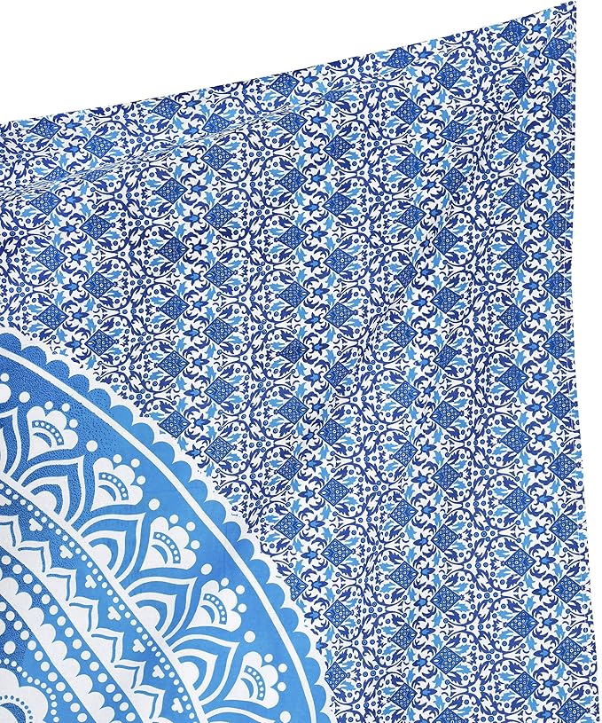 popular handicrafts tapestry wall hanging hippie ombre mandala bohemian hippy intricate indian tapestries bedspread 54 x 60 inches (140cm x 152cm) blue
