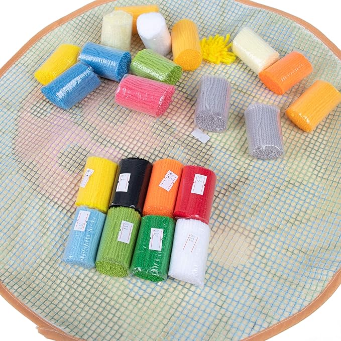 LUBOT 17" X 17" Alpaca Latch Hook Kits Rug Making Kits DIY Crochet Yarn Crafts for Kids or Adults with Printed Canvas Pattern Crochet Kit
