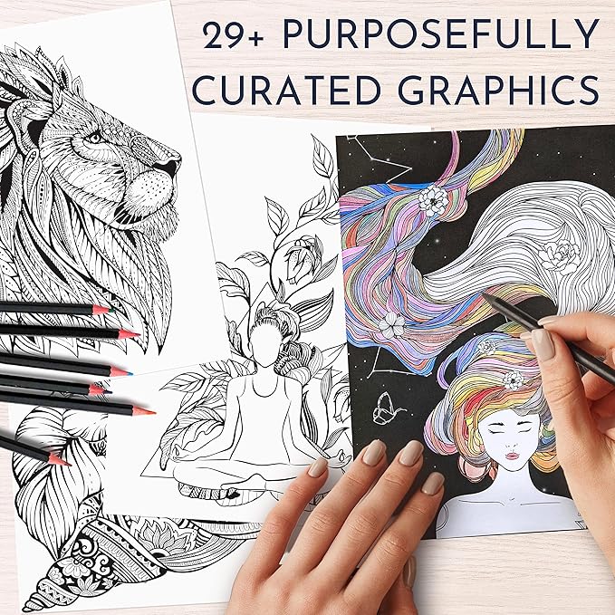 Adult Coloring Book for Women – Mindfulness Coloring Book with Personal Growth Prompts – Coloring Books for Adults Relaxation, Stress Relief, Anxiety, 8.5x11, Perforated Pages, Relaxation Gifts