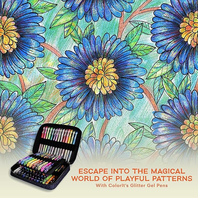 ColorIt Colorful Patterns, Volume II Spiral Bound Adult Coloring Book, 50 Illustrations Inspired by Nature, Animals, Plants & Flowers, Thick Paper, Perforated Edges, Hardback Covers & Ink Blotter