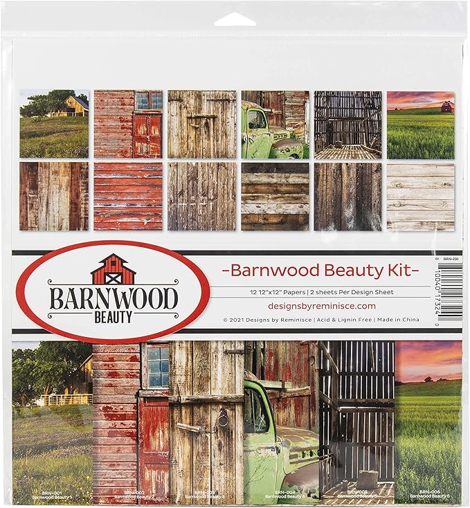 Reminisce Barnwood Beauty Scrapbook Collection Kit Paper Crafts, Multi Color Palette 12x12 inches