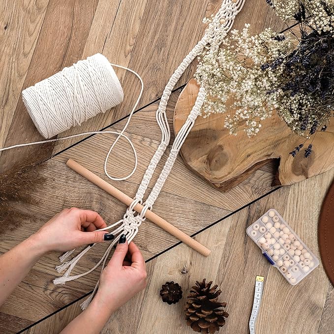 migo creates diy macrame kit for beginners with 9 macrame projects ebook, 115 pcs macrame supplies & 220yd cotton yarn | create unique bohemian decor craft projects! perfect diy crafts for adults!