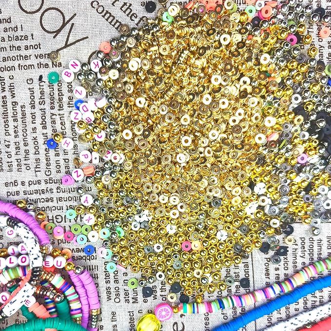 1800pcs 6mm Gold Flat Round Spacer Beads Disc Loose Jewelry Making Beads for DIY Bracelet Necklace Earring Craft Supplies (GoldenSpacer6mm)