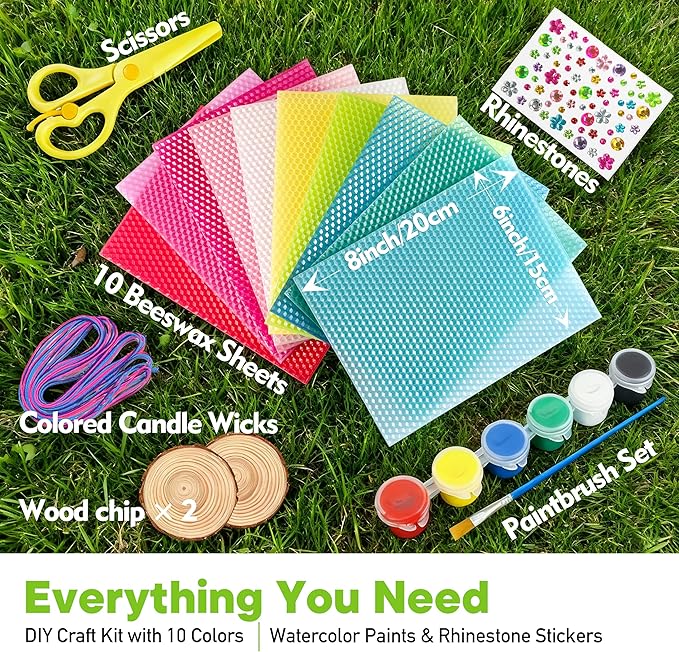 SMEAGOLORIYA Candle Making Kit, DIY Moldable Wax Craft Set with 10 Vibrant Sheets, Paints, Stickers & Wooden Stand | Creative Sensory Play, STEM Activity, Gift for Christmas Holiday Ages 12+