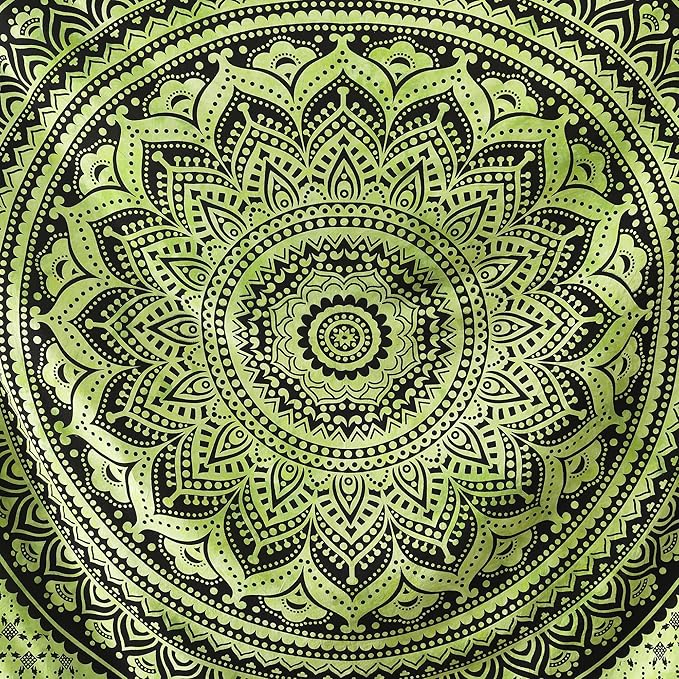 popular handicrafts queen mandala hippie tie dye psychedelic ombre tapestry wall hanging - indian maditation gypsy bohemian hippy dorm room decor green 81x88 inch