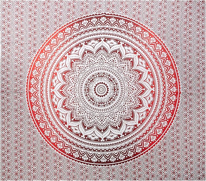 popular handicrafts tapestry wall hanging hippie ombre sun and moonmandala bohemian hippy psychedelic design indian tapestry 54 x 82 inches (140cm x 210 cm) red