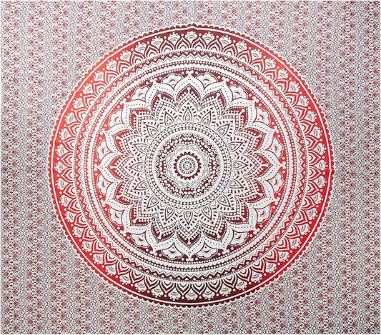 popular handicrafts tapestry wall hanging hippie ombre sun and moonmandala bohemian hippy psychedelic design indian tapestry 54 x 82 inches (140cm x 210 cm) red